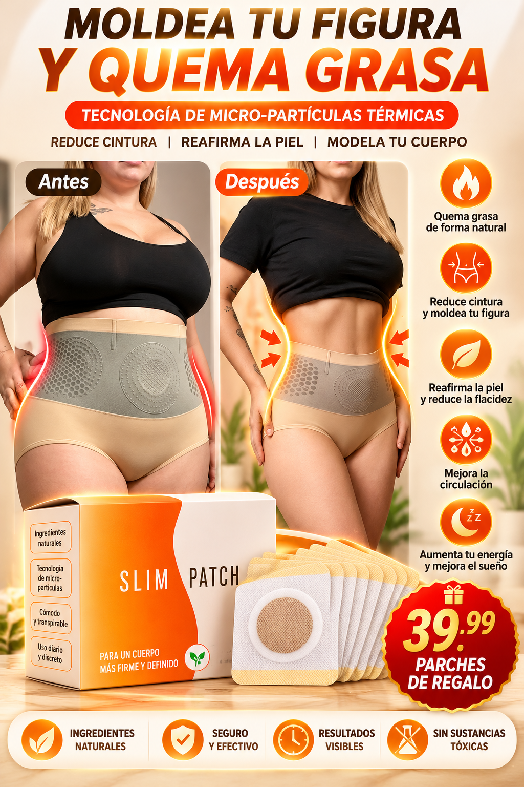 Combo Moldeador De Silueta Perfecta Vip + 30 Parches Gratis