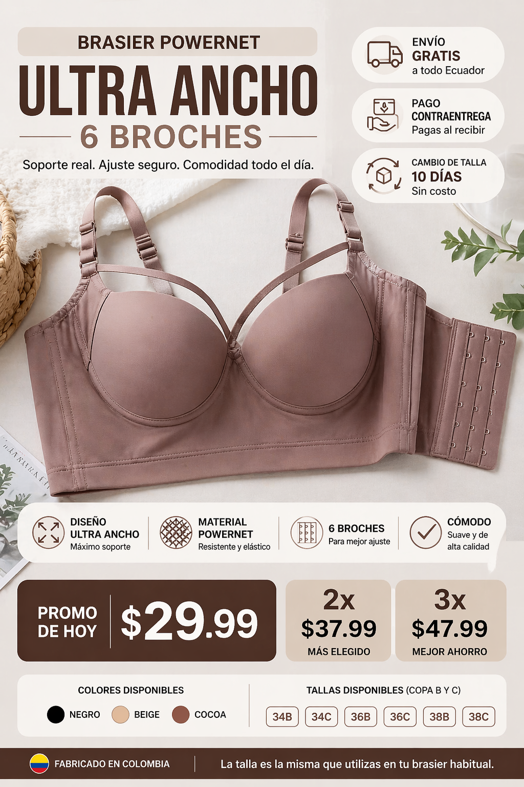 Brasier Faja Ancho 6 Broches